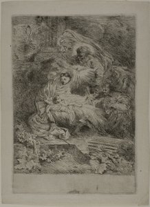 Tanrı Baba ve Melekler ile Doğuş by Giovanni Benedetto Castiglione