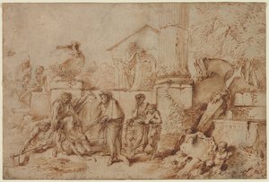 Tobit Ölüleri Gömüyor by Giovanni Benedetto Castiglione