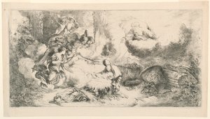 Tanrı Baba ve Melekler ile Bakire ve Çocuk by Giovanni Benedetto Castiglione