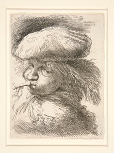 Trompet Üfleyen Genç Adam, Les petites tetes d dizisinden by Giovanni Benedetto Castiglione