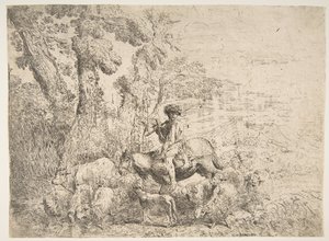 At sırtında genç çoban, 1638. by Giovanni Benedetto Castiglione