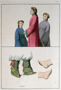 Çinli kadınların ayakları, Jules Ferrario tarafından 1819