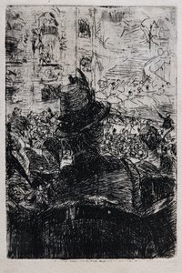Paris'teki Operà'da, 1880 dolayları (kağıt üzerine çizgili) by Giovanni Boldini