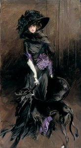 Bir tazı ile Marchesa Luisa Casati portresi by Giovanni Boldini