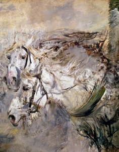 İki Beyaz At Tablosu Giovanni Boldini (1842-1931) 1874 Dim. 153x122 cm Pistoia, Boldini Koleksiyonu by Giovanni Boldini