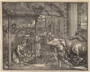 Çobanların hayranlığı by Giovanni Britto after Titian