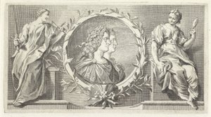 Ödüllü erkek ve kadın ile kartuş by Giovanni Cattini (attributed to)