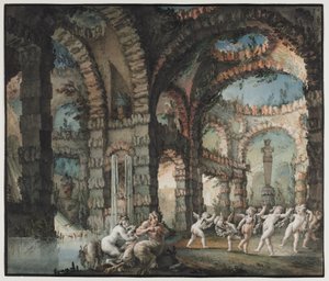 Dans Eden Meleklerle Satir Ailesi, 1775-76 civarı (grafit ve guaj ile suluboya ve fırça çalışması)