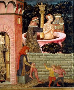 Susanne Hikayeleri, yaklaşık 1450, boyalı sandık ön paneli, Giovanni di Ser Giovanni tarafından Lo Scheggia (1406-1486), ahşap üzerine tempera
