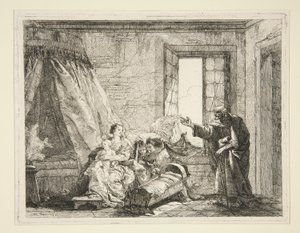 Joseph, Egitto'daki (Mısır'a Uçuş) Idee pittoresche sopra la fuga dizisinden Mary'ye Ayrılma Emrini Duyuruyor by Giovanni Domenico Tiepolo