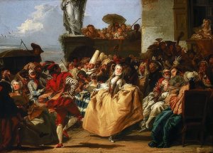 Karnaval sahnesi veya minuet. 1745/50 by Giovanni Domenico Tiepolo