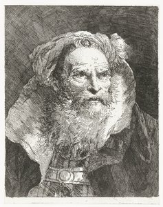 Sarıklı ve yüksek dik yakalı adam Kafaların toplanması (dizi başlığı) Raccolta di Teste (dizi adı) by Giovanni Domenico Tiepolo