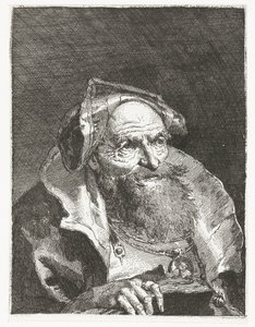 Zincir ve kitap ile yaşlı adam Kafaların toplanması (dizi başlığı) Raccolta di Teste (dizi adı) by Giovanni Domenico Tiepolo