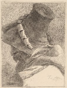 Şapkalı Yaşlı Bir Adamın Profili by Giovanni Domenico Tiepolo