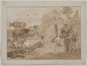 Koyun ve İnekler by Giovanni Domenico Tiepolo