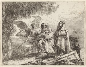 Uçuş, Melekle Yürüyen Kutsal Aile by Giovanni Domenico Tiepolo