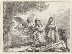 Uçuş, Melekle Yürüyen Kutsal Aile by Giovanni Domenico Tiepolo
