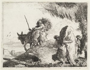 Melekler Tarafından Desteklenen Sağda Madonna ile Uçuş by Giovanni Domenico Tiepolo