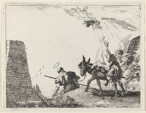 Solda Dikilitaş ile Uçuş by Giovanni Domenico Tiepolo