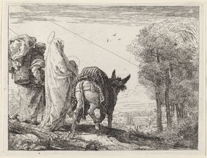 Soldaki Kutsal Aile ile Uçuş by Giovanni Domenico Tiepolo