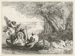 Kutsal Aile Nehrin Ötesine Taşınıyor by Giovanni Domenico Tiepolo