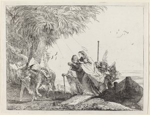 Kutsal Aile Gemiden Ayrılıyor by Giovanni Domenico Tiepolo