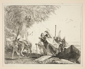 Mısır'a Uçuş Üzerine Pitoresk Fikirler dizisinden Kutsal Aile İniş (Mısır'a Uçuş) by Giovanni Domenico Tiepolo