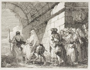 Kutsal Aile Şehir Kapısından Ayrılırken, Mısır'a Uçuş'tan yedinci plaka by Giovanni Domenico Tiepolo