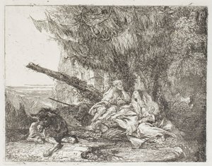 Bir Ormanda Dinlenen Kutsal Aile, Mısır'a Uçuştan 23 numaralı plaka by Giovanni Domenico Tiepolo