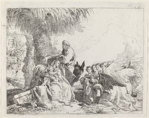 Sevgi dolu Meleklerle Uçuşta Kalanlar by Giovanni Domenico Tiepolo