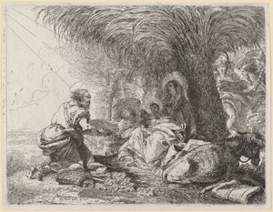 Hayranlık içinde Joseph ile Uçuşta Dinlenme by Giovanni Domenico Tiepolo