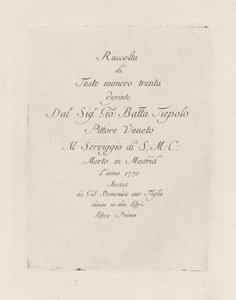 Başlık Sayfası, Raccolta di Teste'den (Kafalar Koleksiyonu) by Giovanni Domenico Tiepolo