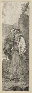 Bir Manzarada İki Yaşlı Adam. by Giovanni Domenico Tiepolo