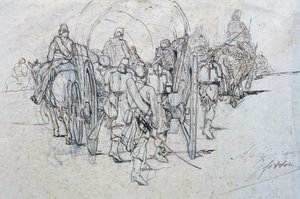 Yürüyüşte malzeme konvoyu by Giovanni Fattori