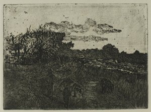 Domuz Çobanları ile Gün Batımında Ülke by Giovanni Fattori