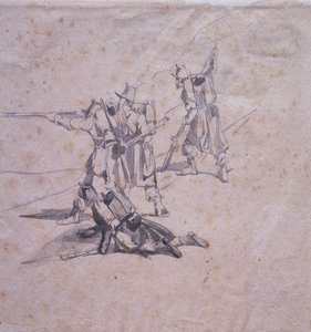 Dört asker iş başında by Giovanni Fattori