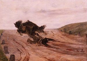 Adam bir üzengi tarafından yakalandı by Giovanni Fattori