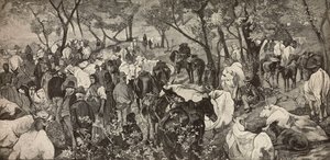 Toskana Apenninleri'ndeki pazar, L'Illustrazione Italiana'dan Giovanni Fattori'nin (1825-1908) bir resminden gravür, No 7, 13 Şubat by Giovanni Fattori