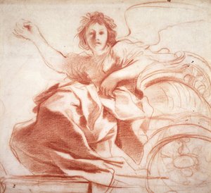 Aurora, c.1620 (kağıt üzerinde kırmızı tebeşir) by Giovanni Francesco Barbieri