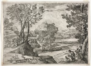 Bir Aile ile Manzara, 1643. by Giovanni Francesco Grimaldi