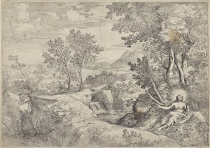 Tövbekar Mary Magdalene ile manzara by Giovanni Francesco Grimaldi