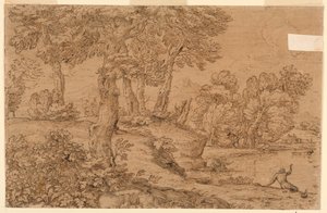 Gölet ile Ormanlık Peyzaj by Giovanni Francesco Grimaldi