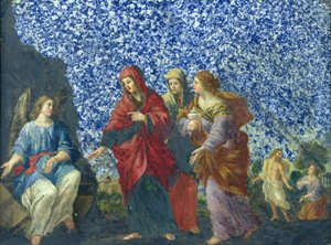 Mezardaki Kutsal Kadınlar (mermer üzerine yağlı boya) by Giovanni Francesco Romanelli