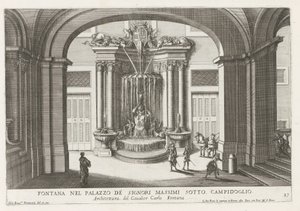 Fontein in de binnenplaats van het Palazzo Massimo di Rignano te Roma Campidoglio