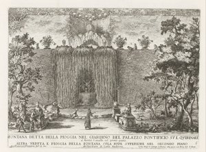 Fontein in de tuinen van het Palazzo del Quirinale te Roma Çeşmesi Quirinal'deki papalık sarayının bahçesindeki yağmur çeşmesi olarak bilinen (...) (nesne üzerindeki başlık) Roma saraylarındaki ve bahçelerindeki çeşmeler (dizi başlığı) Fonteinen in de  by Giovanni Francesco Venturini