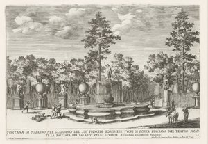 Fontein van Narcissus de Villa Borghese te Roma