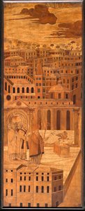 Cenova, Duomo (St. Lawrence Katedrali), iç mekan, apsis, koro, Kuzey tarafı: "Aziz Syrus, basilisk