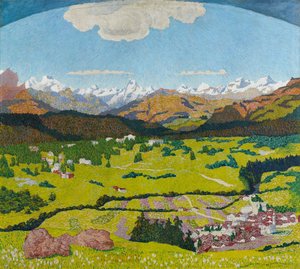 Flims Panoraması. Üç Parçalı, orta panel, 1904.
