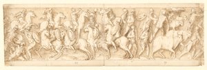 Almanlara Saldırı (LXIII); şefleri yakalandı (sütun üzerinde kısmen restore edildi; LXIV) by Giovanni Guerra