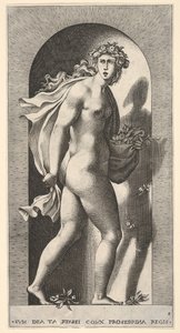 Levha 8: Prosperpina, bir niş içinde duran, mantoyu bo..., 1526